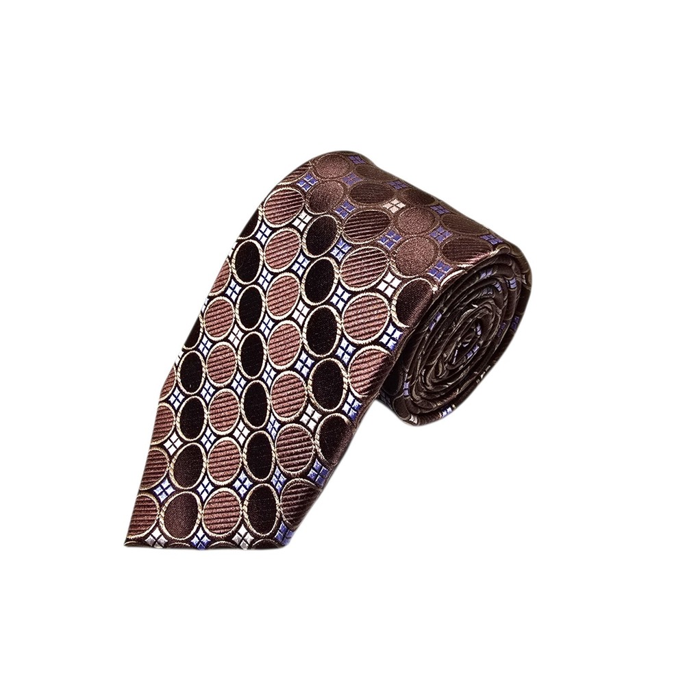 Michael Kors Silk Luxury Tie Black Blue Tan Brown Geometric Circles Men‎ Necktie